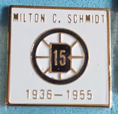 ЗНАK НХЛ БОСТОН МИЛТОН ШМИДТ 1936 - 1955 NHL BOSTON MILTON SCHMIDT RETIRMENT #15