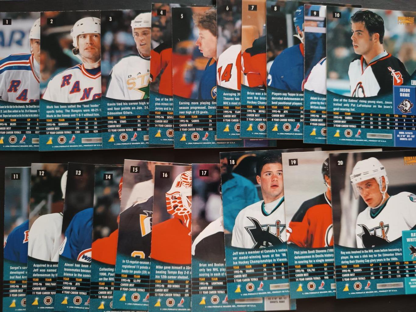 ХОККЕЙ НАБОР КАРТОЧЕК НХЛ ПИННЕКЛ 1996-97 NHL PINNACLE CARD FULL SET #1-250 1