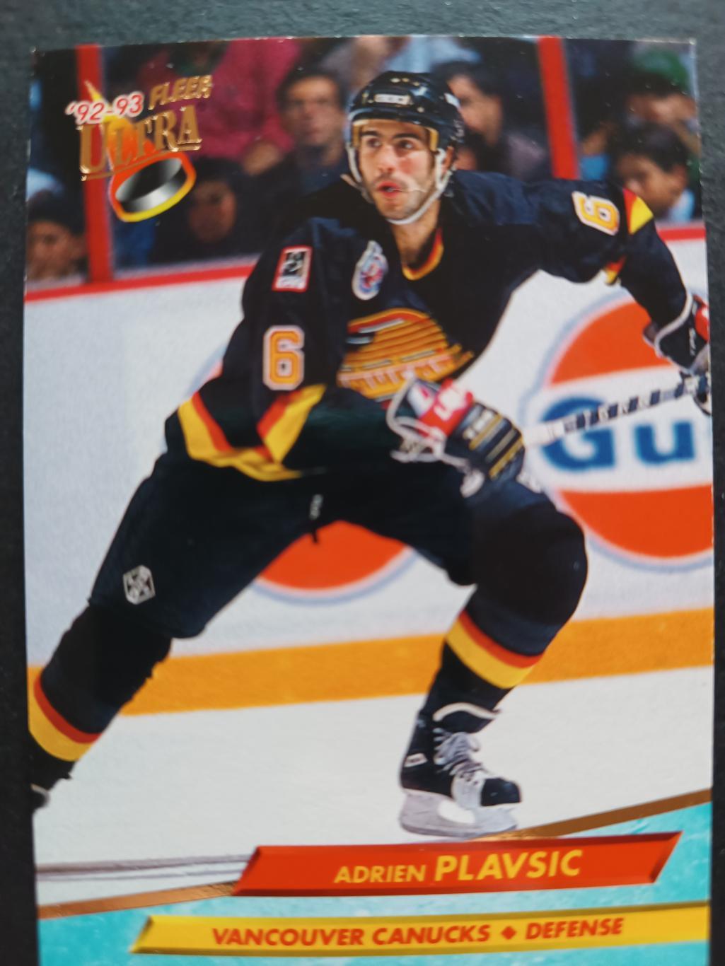 ХОККЕЙ КАРТОЧКА НХЛ FLEER ULTRA 1992-93 NHL ADRIEN PLAVSIC VANCOUVER #428