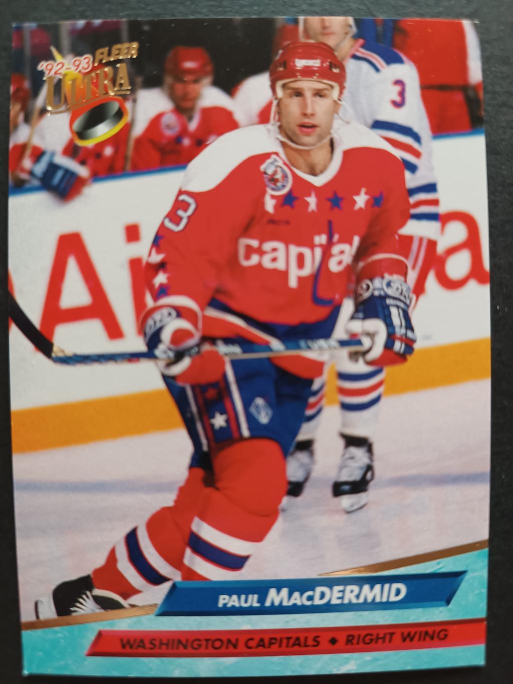 ХОККЕЙ КАРТОЧКА НХЛ FLEER ULTRA 1992-93 NHL PAUL MACDERMID WASHINGTON #439