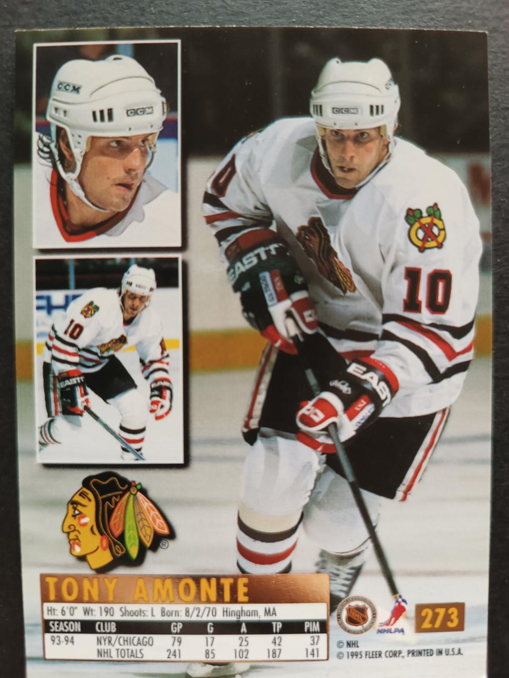 ХОККЕЙ КАРТОЧКА НХЛ FLEER ULTRA 1994-95 NHL TONY AMONTE BLACK HAWKS #273 1
