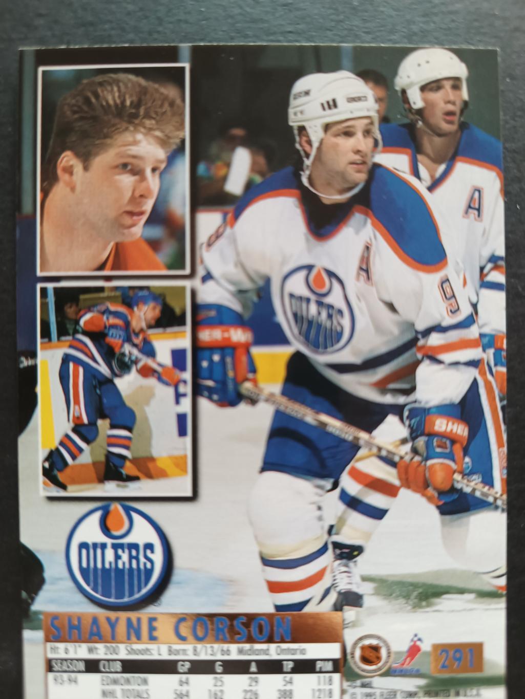 ХОККЕЙ КАРТОЧКА НХЛ FLEER ULTRA 1994-95 NHL SHAYNE CORSON EDMONTON OILERS #291 1