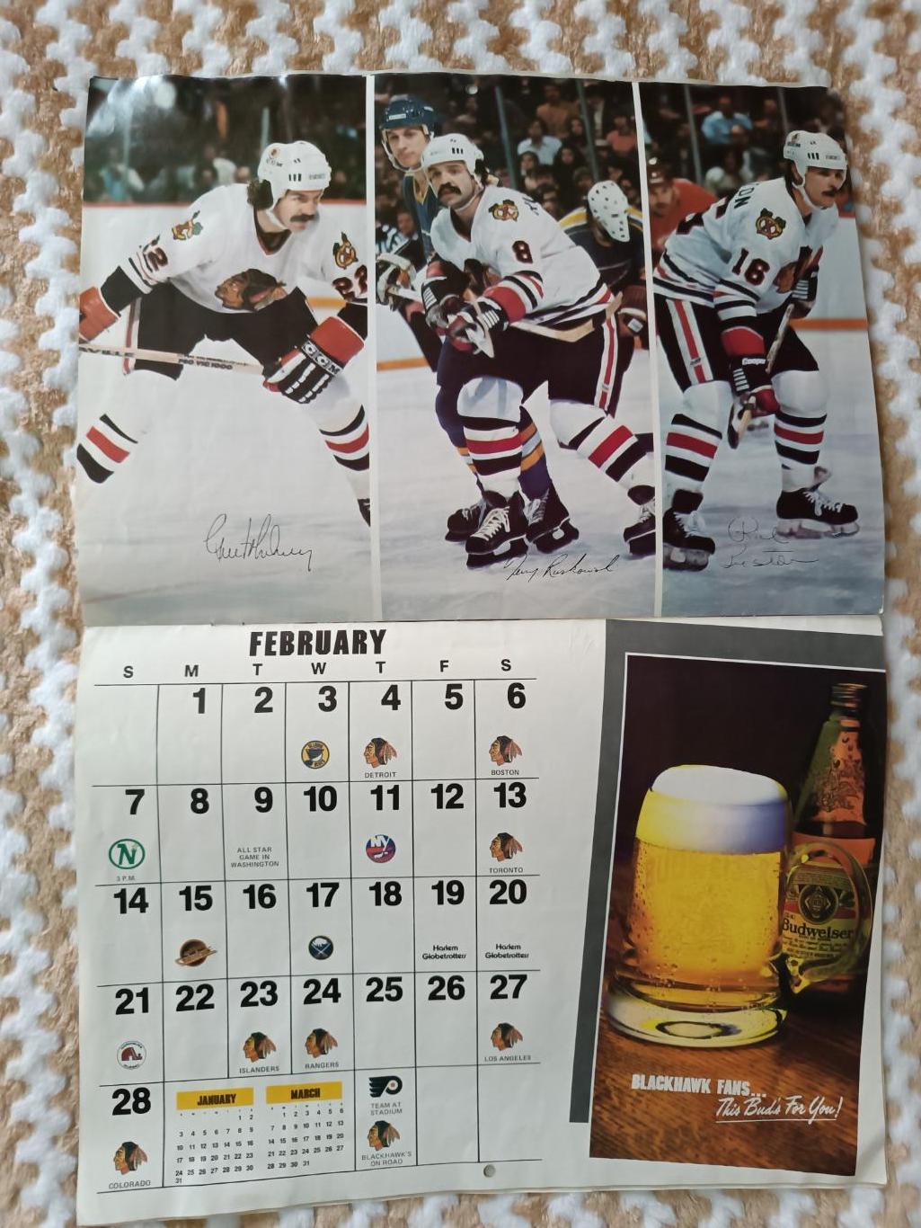 ХОККЕЙ КАЛЕНДАРЬ ЧИКАГО БЛЭКХОУКС НХЛ 1981-82 NHL CHICAGO BLACK HAWKS CALENDAR 4