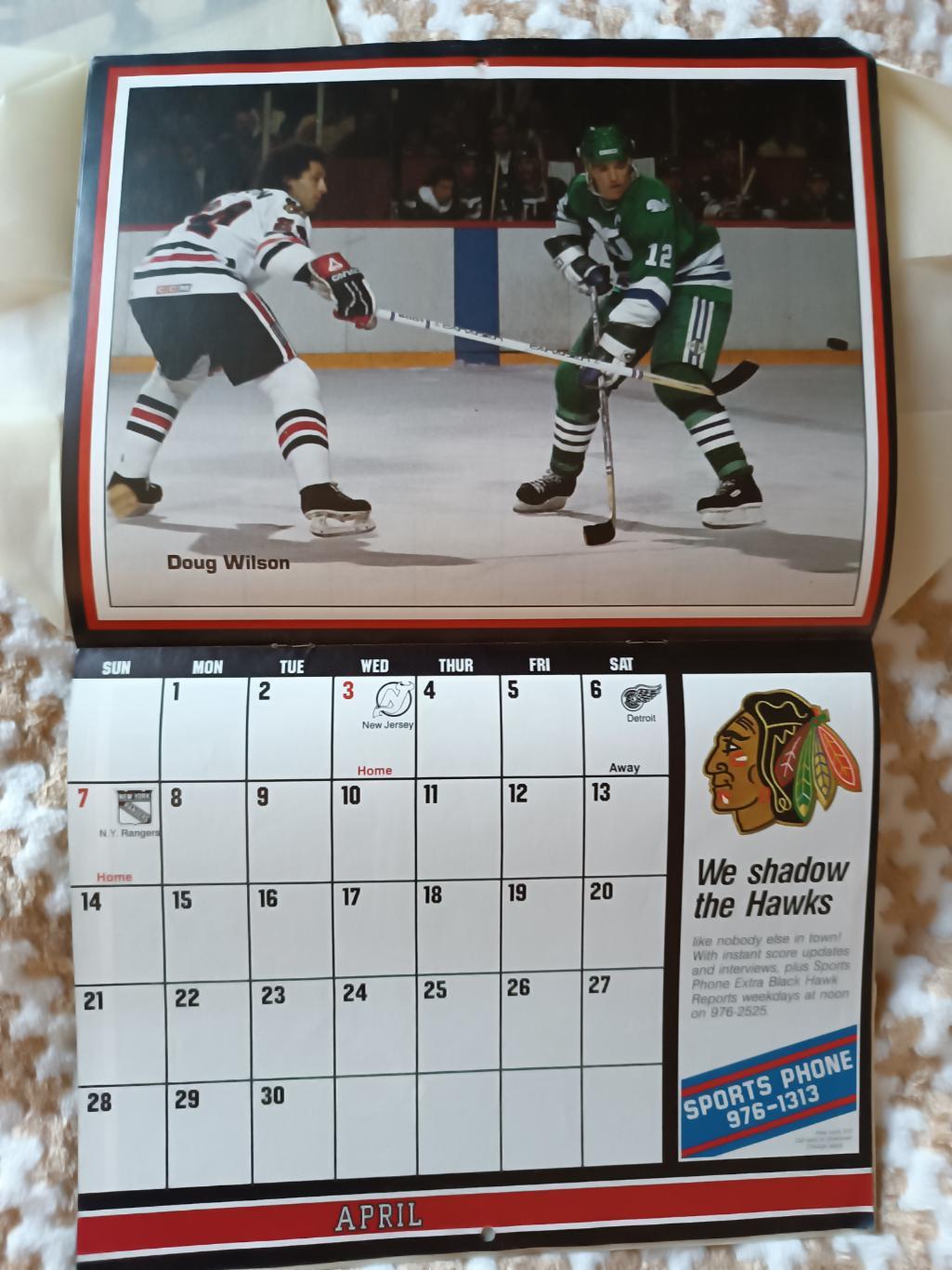 ХОККЕЙ КАЛЕНДАРЬ ЧИКАГО БЛЭКХОУКС НХЛ 1984-85 NHL CHICAGO BLACK HAWKS CALENDAR 3