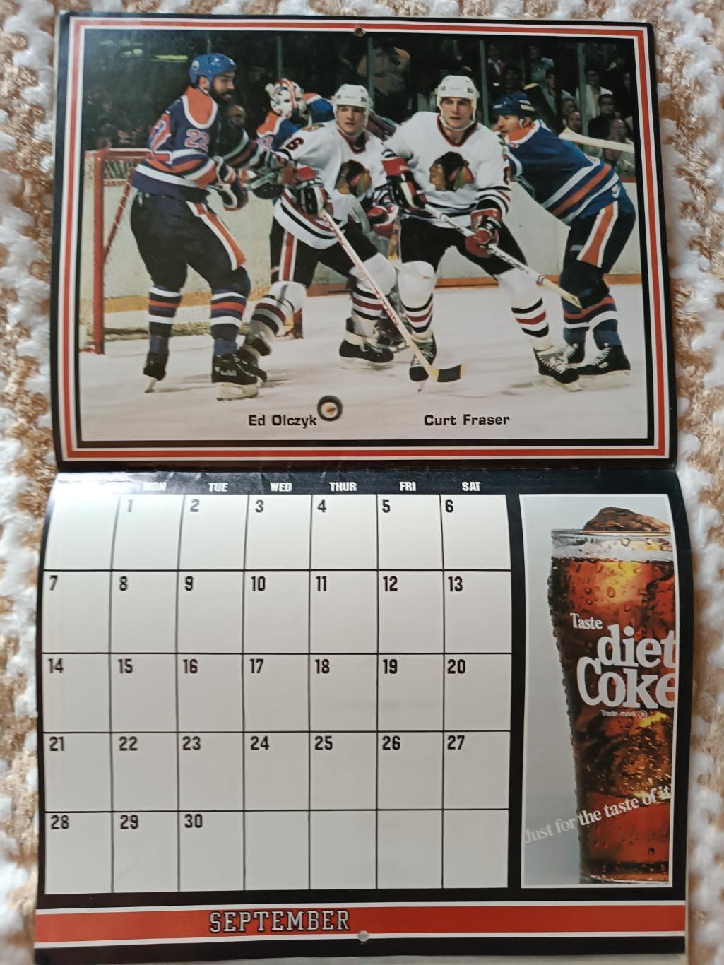 ХОККЕЙ КАЛЕНДАРЬ ЧИКАГО БЛЭКХОУКС НХЛ 1985-86 NHL CHICAGO BLACK HAWKS CALENDAR 1