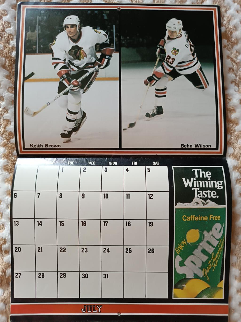 ХОККЕЙ КАЛЕНДАРЬ ЧИКАГО БЛЭКХОУКС НХЛ 1985-86 NHL CHICAGO BLACK HAWKS CALENDAR 2