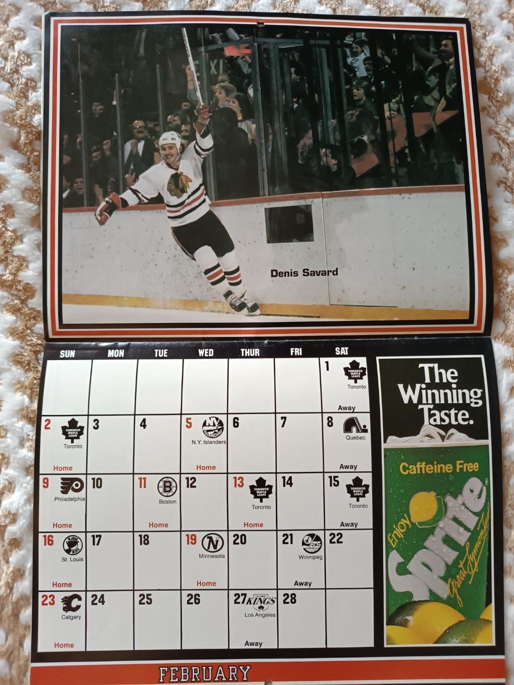 ХОККЕЙ КАЛЕНДАРЬ ЧИКАГО БЛЭКХОУКС НХЛ 1985-86 NHL CHICAGO BLACK HAWKS CALENDAR 4