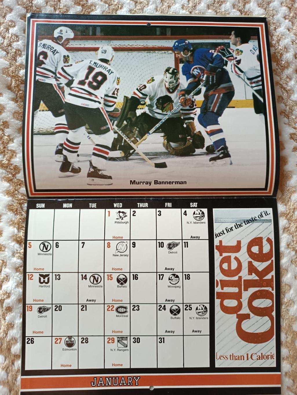 ХОККЕЙ КАЛЕНДАРЬ ЧИКАГО БЛЭКХОУКС НХЛ 1985-86 NHL CHICAGO BLACK HAWKS CALENDAR 5