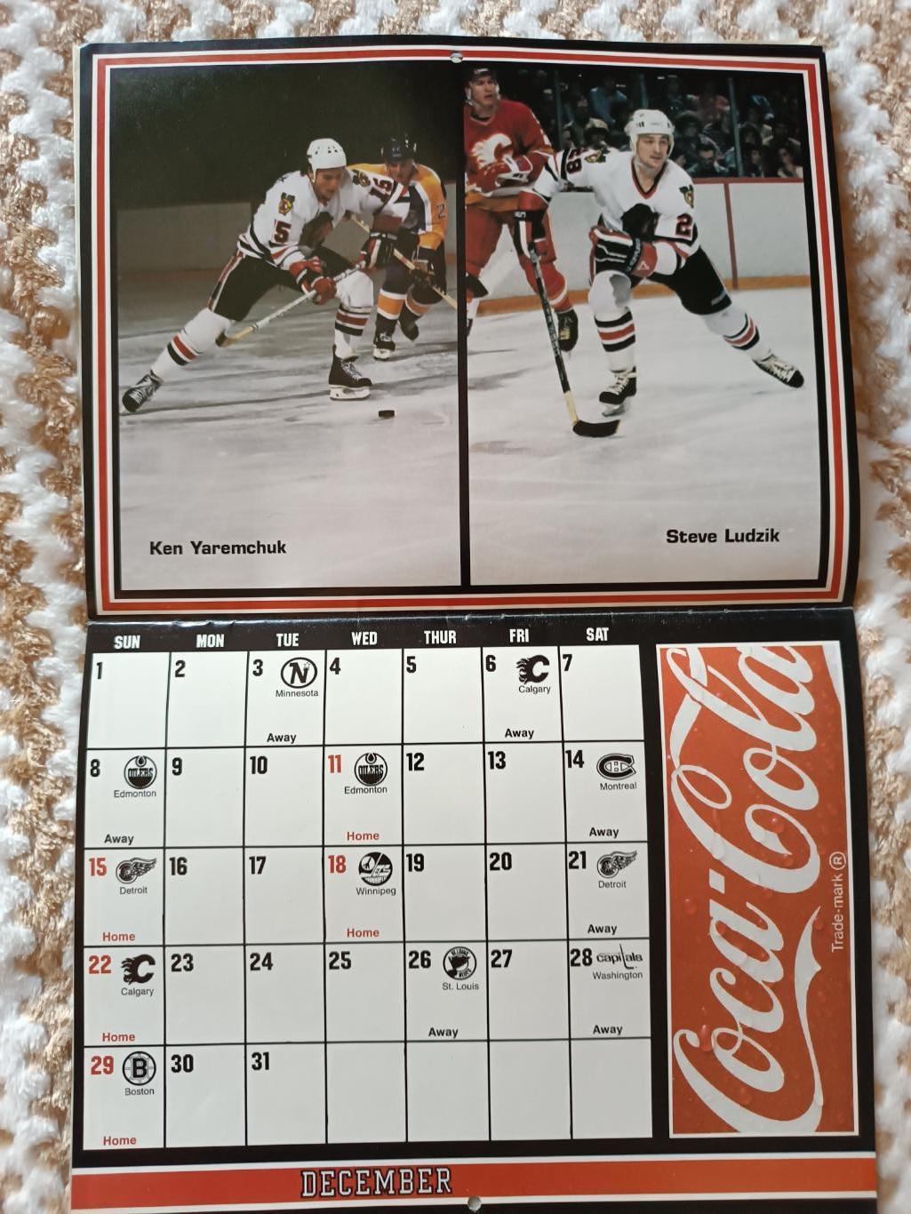 ХОККЕЙ КАЛЕНДАРЬ ЧИКАГО БЛЭКХОУКС НХЛ 1985-86 NHL CHICAGO BLACK HAWKS CALENDAR 6