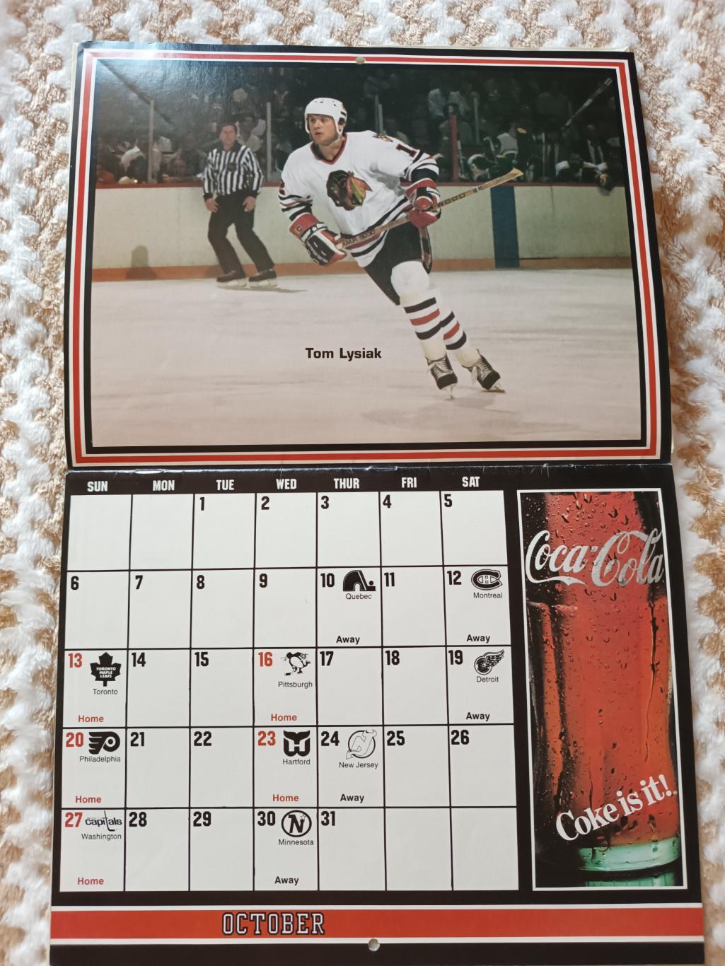 ХОККЕЙ КАЛЕНДАРЬ ЧИКАГО БЛЭКХОУКС НХЛ 1985-86 NHL CHICAGO BLACK HAWKS CALENDAR 7