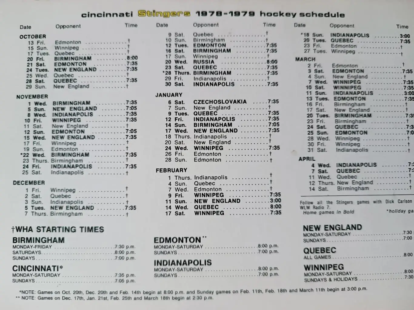 ХОККЕЙ СПРАВОЧНИК СТИНГЕРС ВХА 1978-79 WHA CINCINNATTI STINGERS MEDIA GUIDE 7