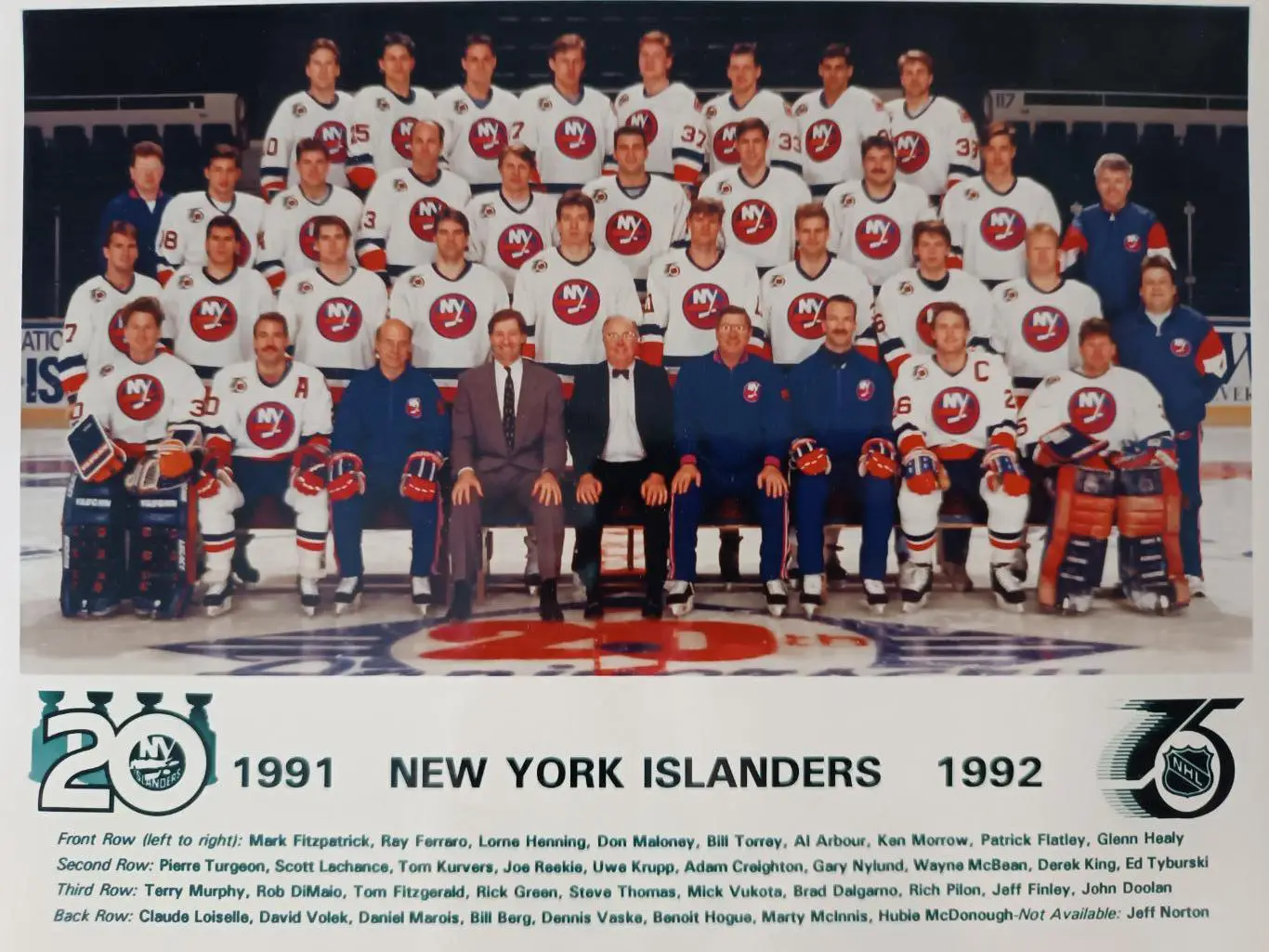ХОККЕЙ ПОСТЕР ПЛАКАТ ФОТO 1991-1992 NEW YORK ISLANDERS POSTER