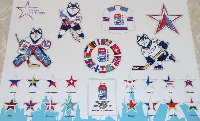 ХОККЕЙ НАБОР НАКЛЕЕК НХЛ ЧЕМПИОНАТ МИРА ПО ХОККЕЮ 2016 WORLD CHAMPIONSHIP NHL 3
