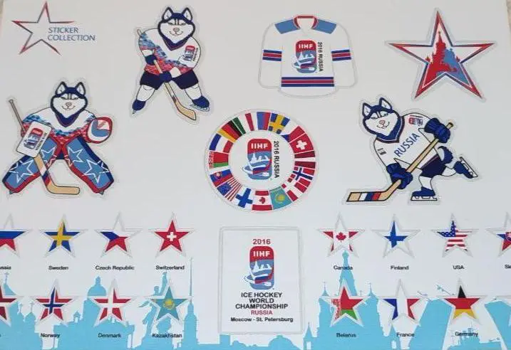 ХОККЕЙ НАБОР НАКЛЕЕК НХЛ ЧЕМПИОНАТ МИРА ПО ХОККЕЮ 2016 WORLD CHAMPIONSHIP NHL