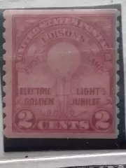 US Postage.1929 г.№537.Первая лампа Едисона.карминово-крас.-2 цент.(не гашеная.)