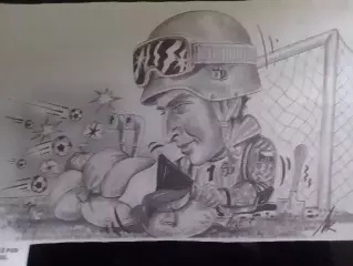 Дружеский шарж Петер ЧЕХ 23 Х 15 см. Оптом скидки до 30%.