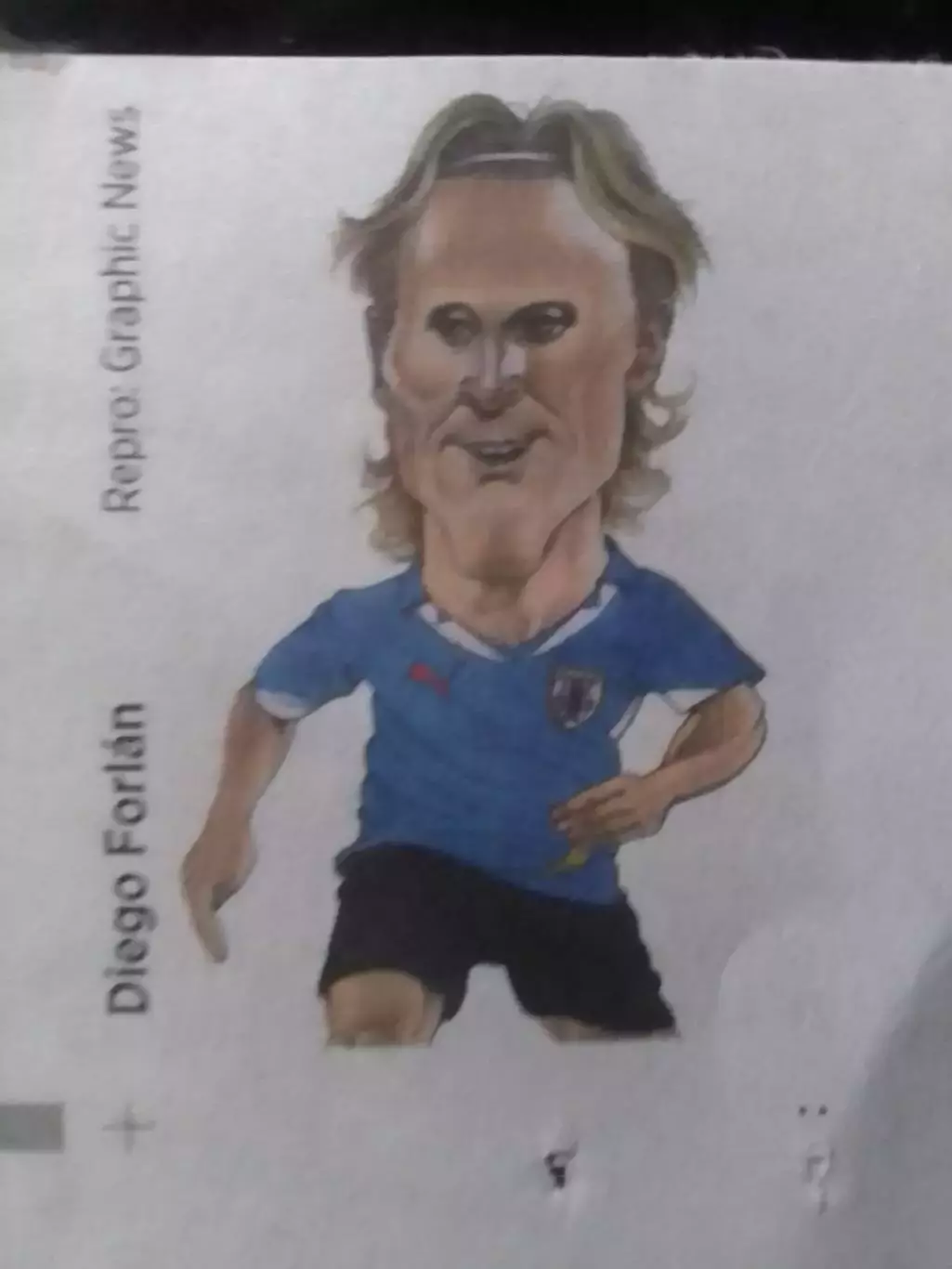 Дружеский шарж Диего ФОРЛАН 5 Х 7 см. Оптом скидки до 30%.