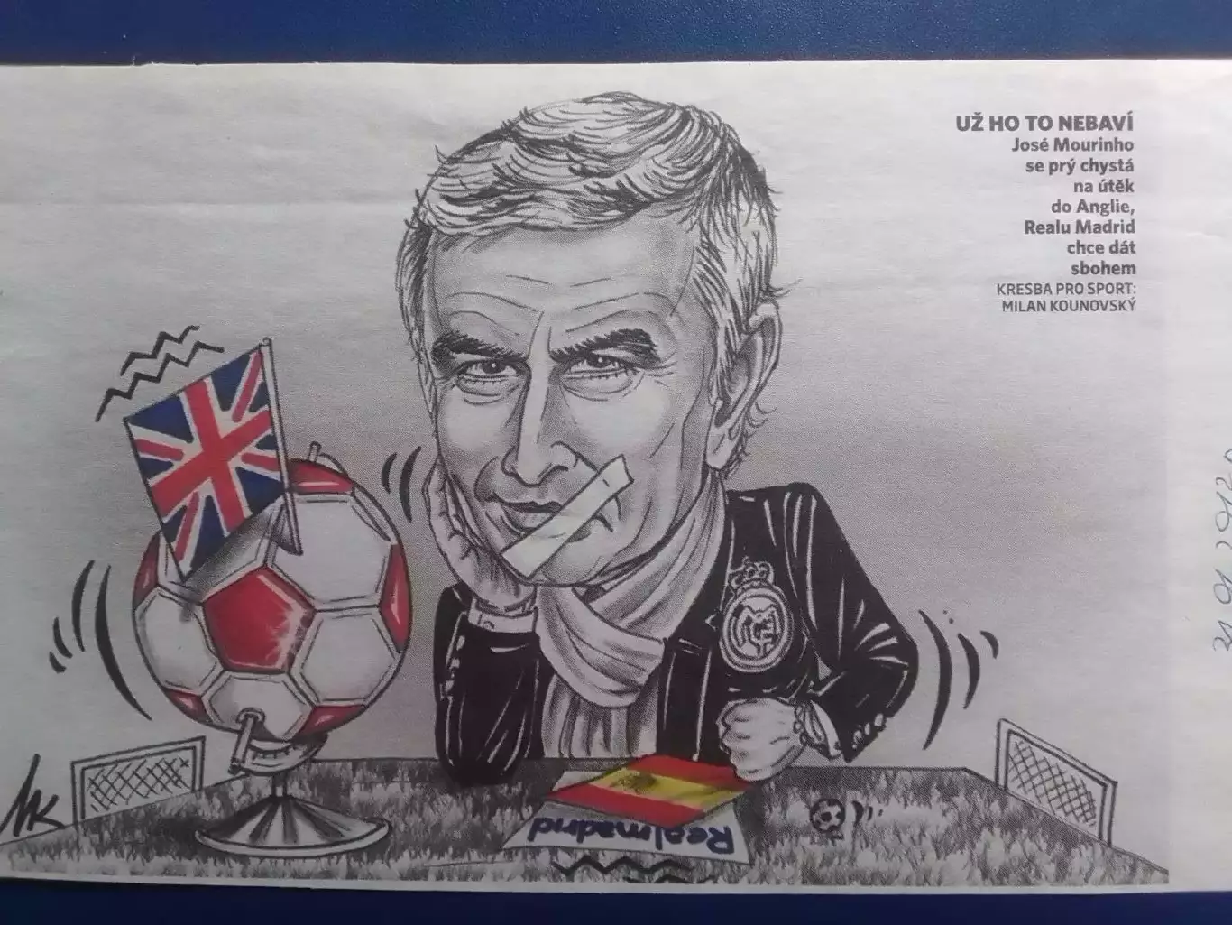 Дружеский шарж Жозе МАУРИНЙО 19 Х 18 см. Оптом скидки до 30%.