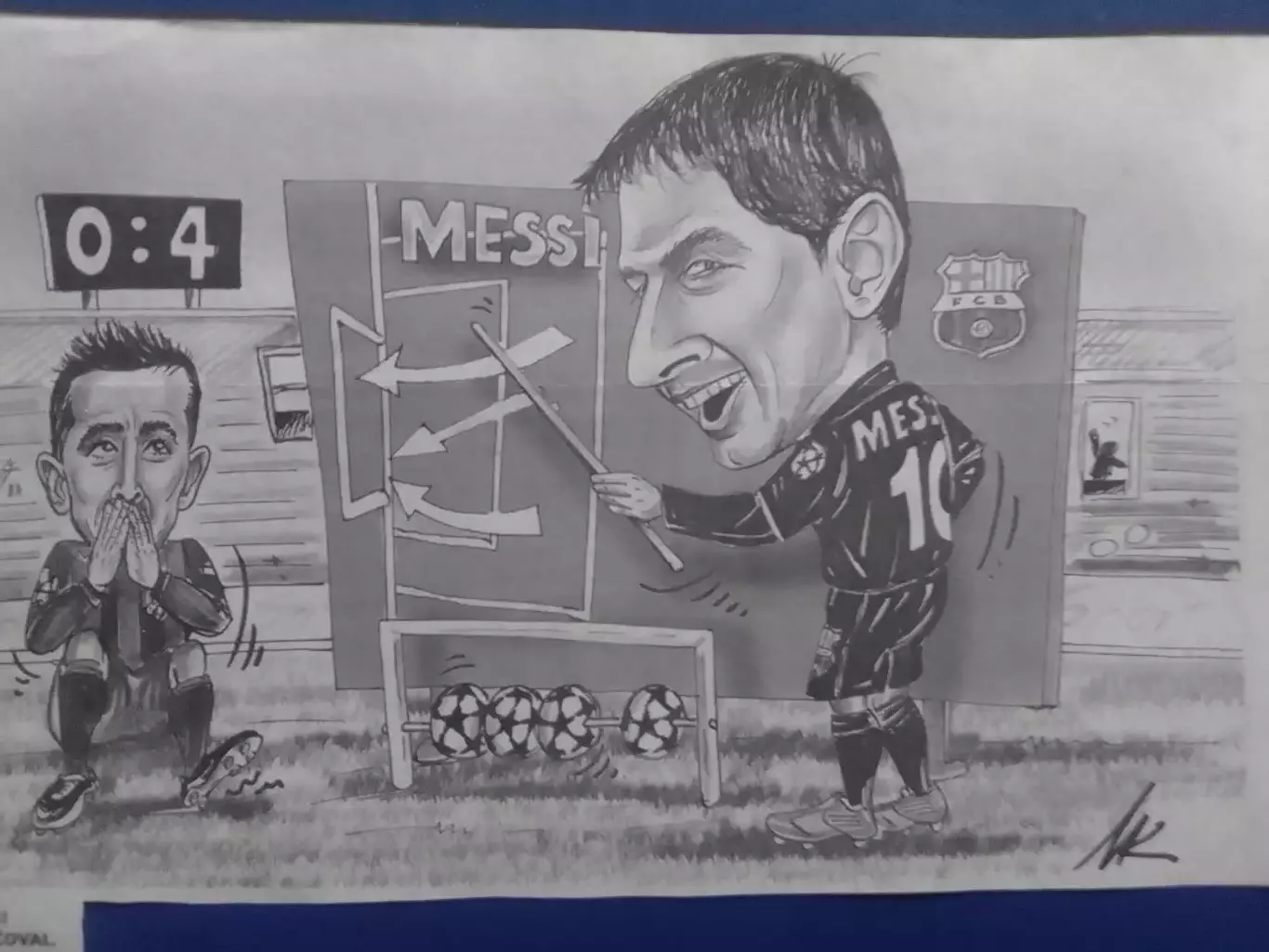 Дружеский шарж Лионел МЕССИ 22 Х 14 см. Оптом скидки до 30%.