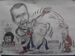 Дружеский шарж Петер ЧЕХ (Челси) 21 Х 12 см. Оптом скидки до 30%.