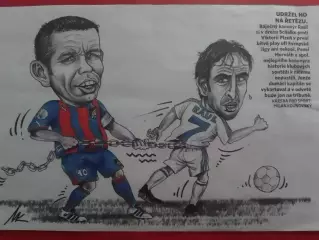 Дружеский шарж РАУЛЬ и Павел ГОРВАТ 18 Х 12 см. Оптом скидки до 30%.