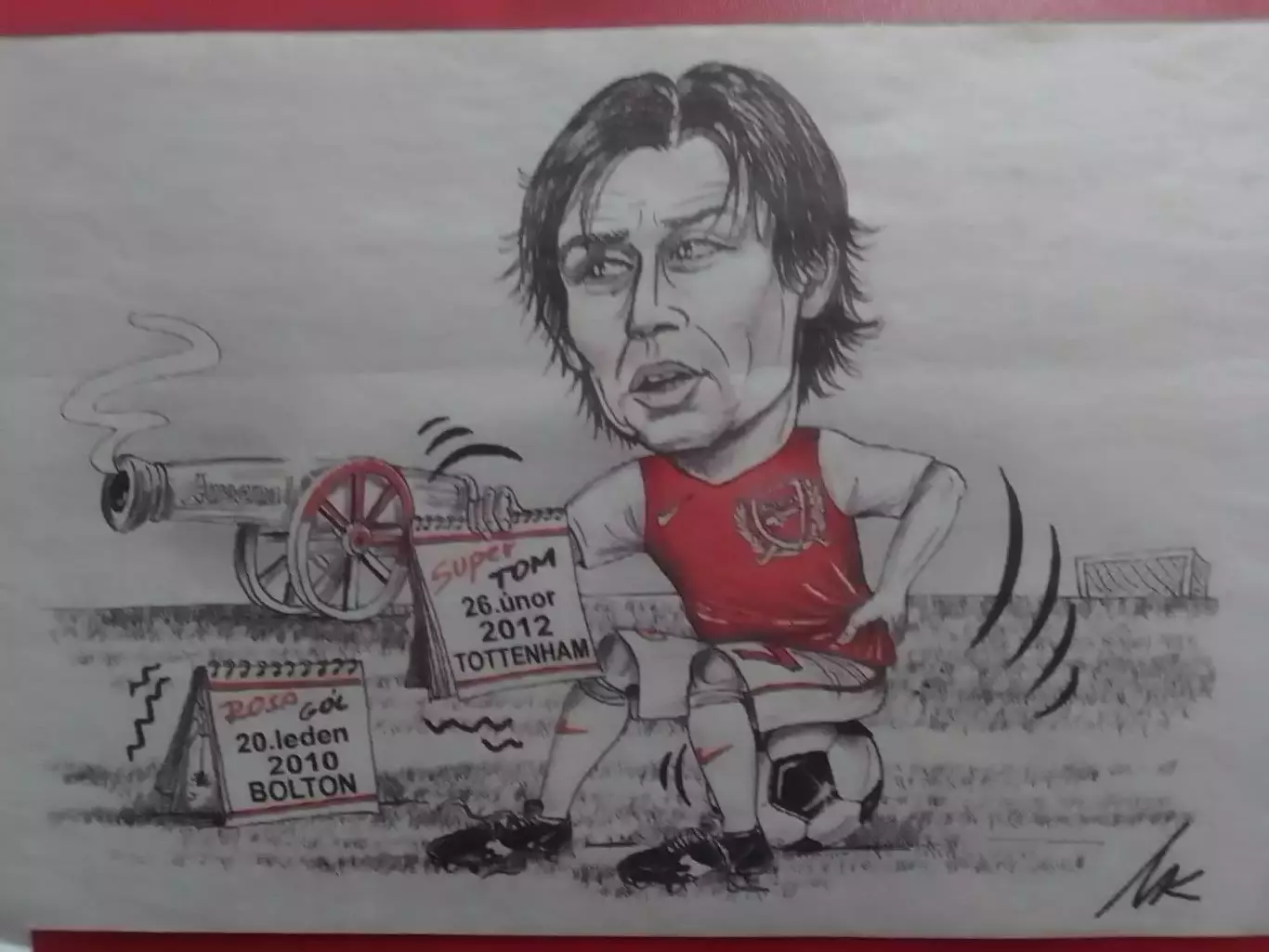 Дружеский шарж Томаш РОСИЦКИ, Арсенал 21 Х 12 см. Оптом скидки до 30%.