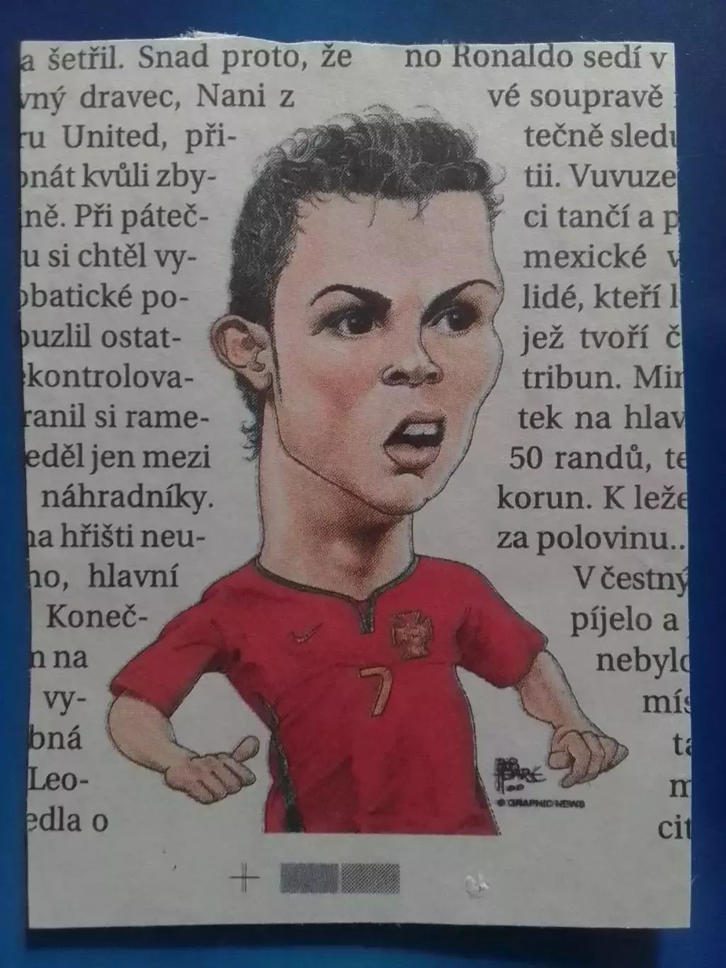 Дружеский шарж Криштиано РОНАЛДУ, Португалия 5 Х 7 см. Оптом скидки до 30%.