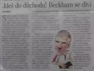 Дружеский шарж и заметка Девид БЕКХЕМ, Англия 15 Х 13 см. Оптом скидки до 30%.