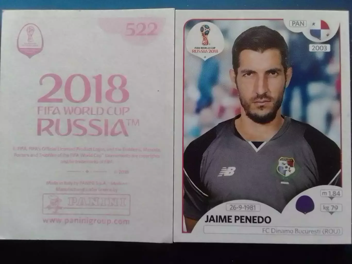 Паннини. Jaime PANADO. Панама. Динамо Бухарест. ЧМ 2018. Оптом скидки 30%