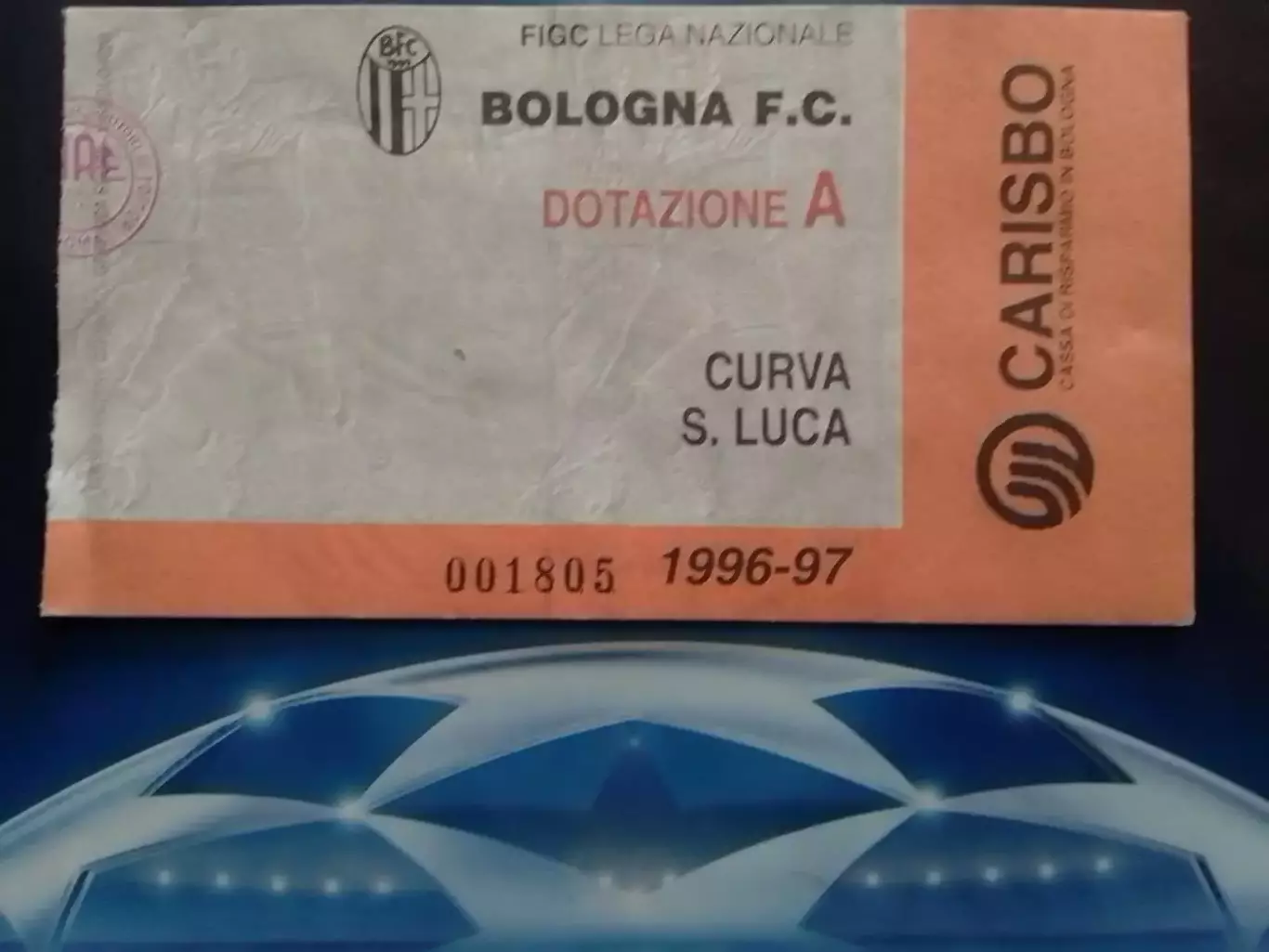 Билет BOLOGNA, БОЛОНЬЯ - ИНТЕР. Чемпионат Италии -1996-97. Оптом скидки 30%