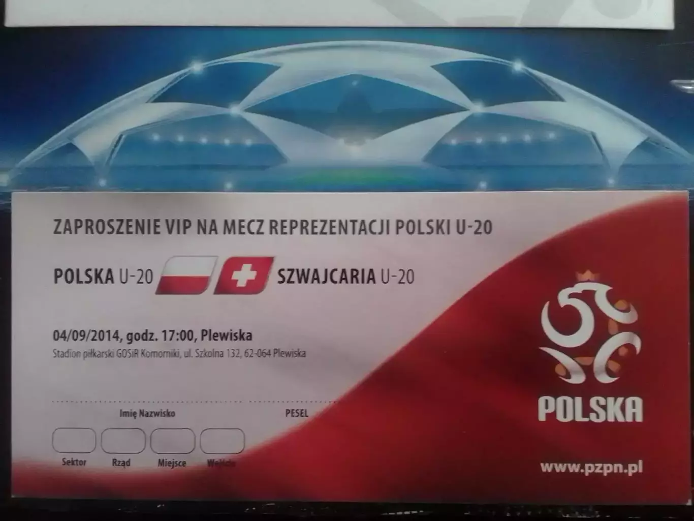 POLSKA ПОЛЬША U-20 - SZWAJCARIA ШВЕЙЦАРИЯ U-20. 04.09.2011. Оптом скидки до 30%!