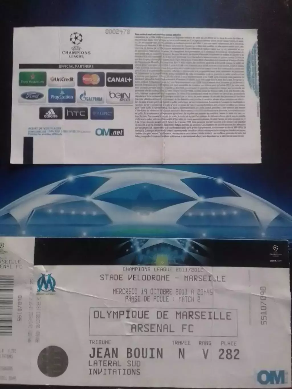 ОLYMPIQUE ОЛИМПИК МАРСЕЛЬ - ARSENAL FC. АРСЕНАЛ 14.10.2011. Оптом скидки 30%! Дз