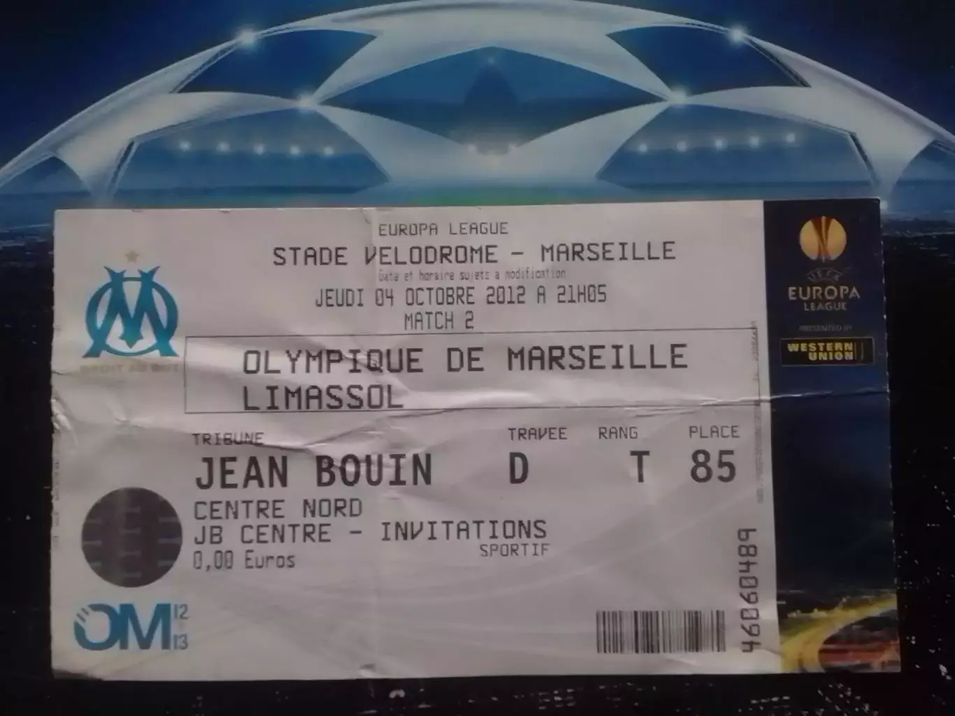 ОLYMPIQUE ОЛИМПИК МАРСЕЛЬ - LIMASSOL 4.10.2012. Оптом скидки 30%! Дз