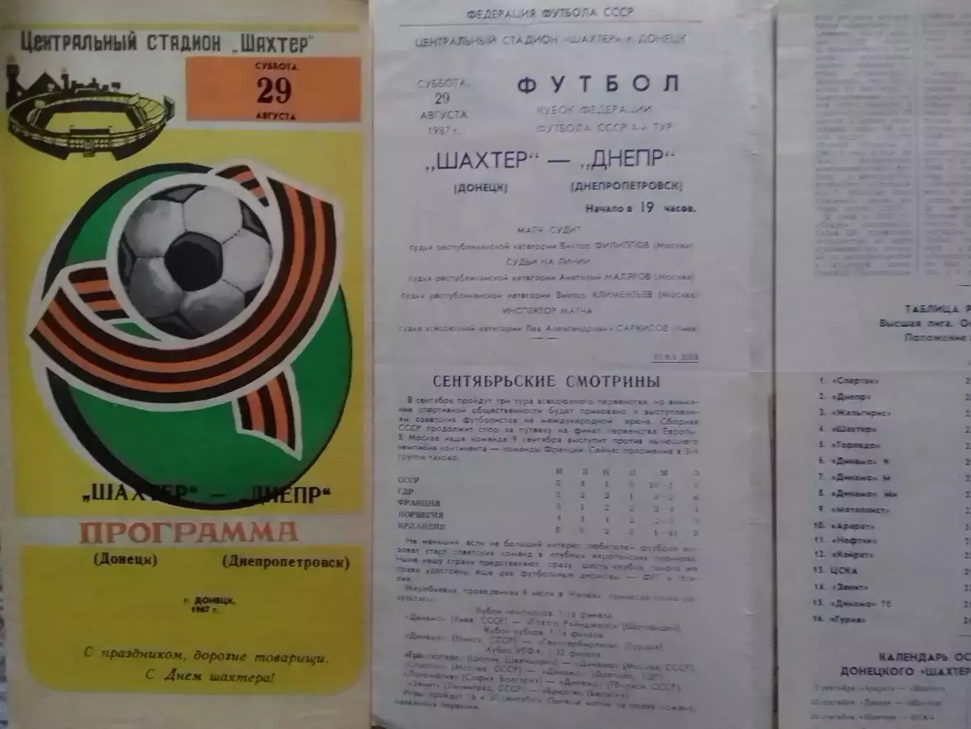 ШАХТЕР Донецк - ДНЕПР Днепропетр. 29.06.1987. Кубок федерац. Оптом скидки до 30%