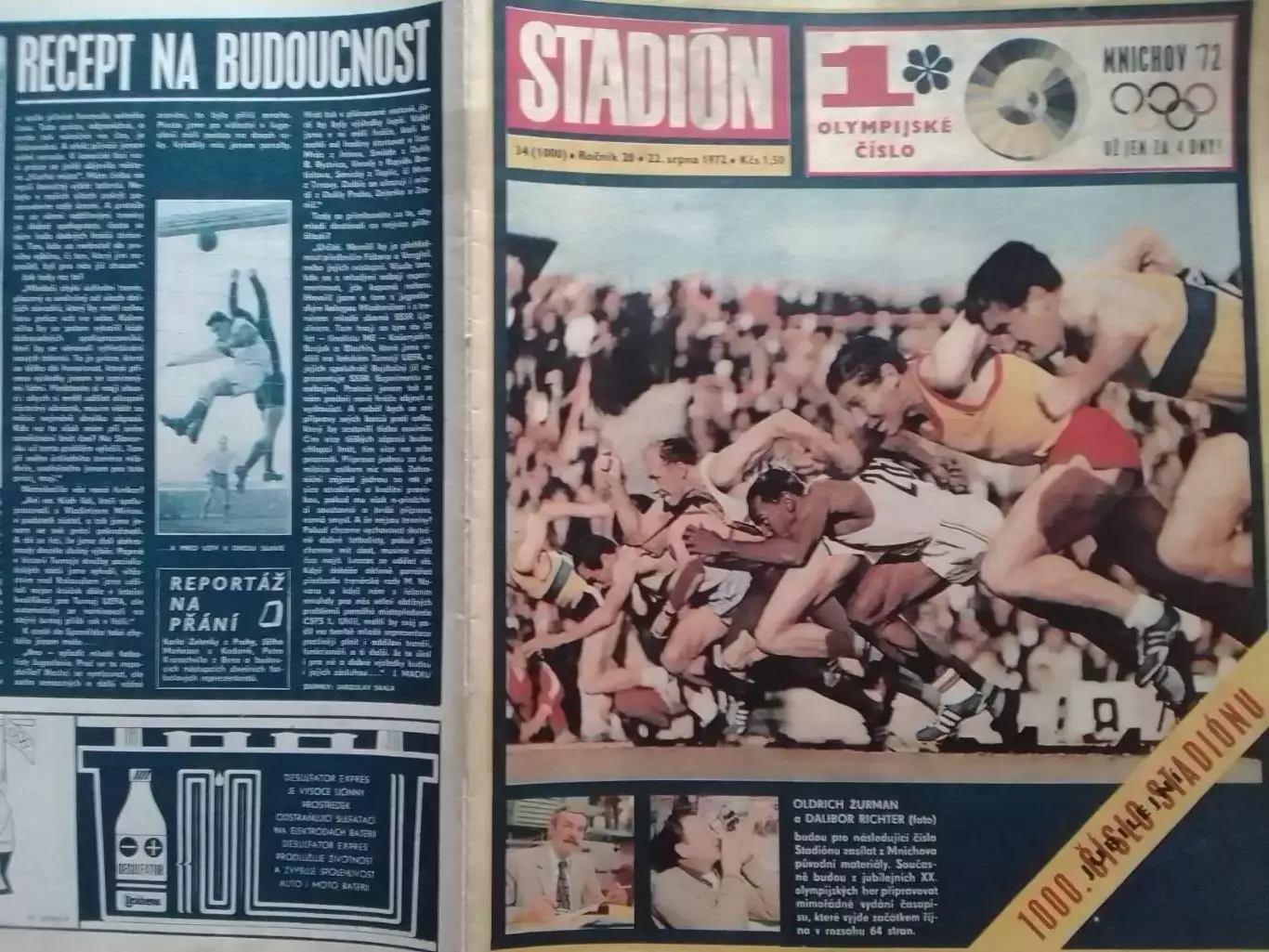 Stadion (Стадион).№ 34 (1000) 1972 (Чех.) ОИ в МЮНХЕНЕ. Оптом cкидки до 30%!
