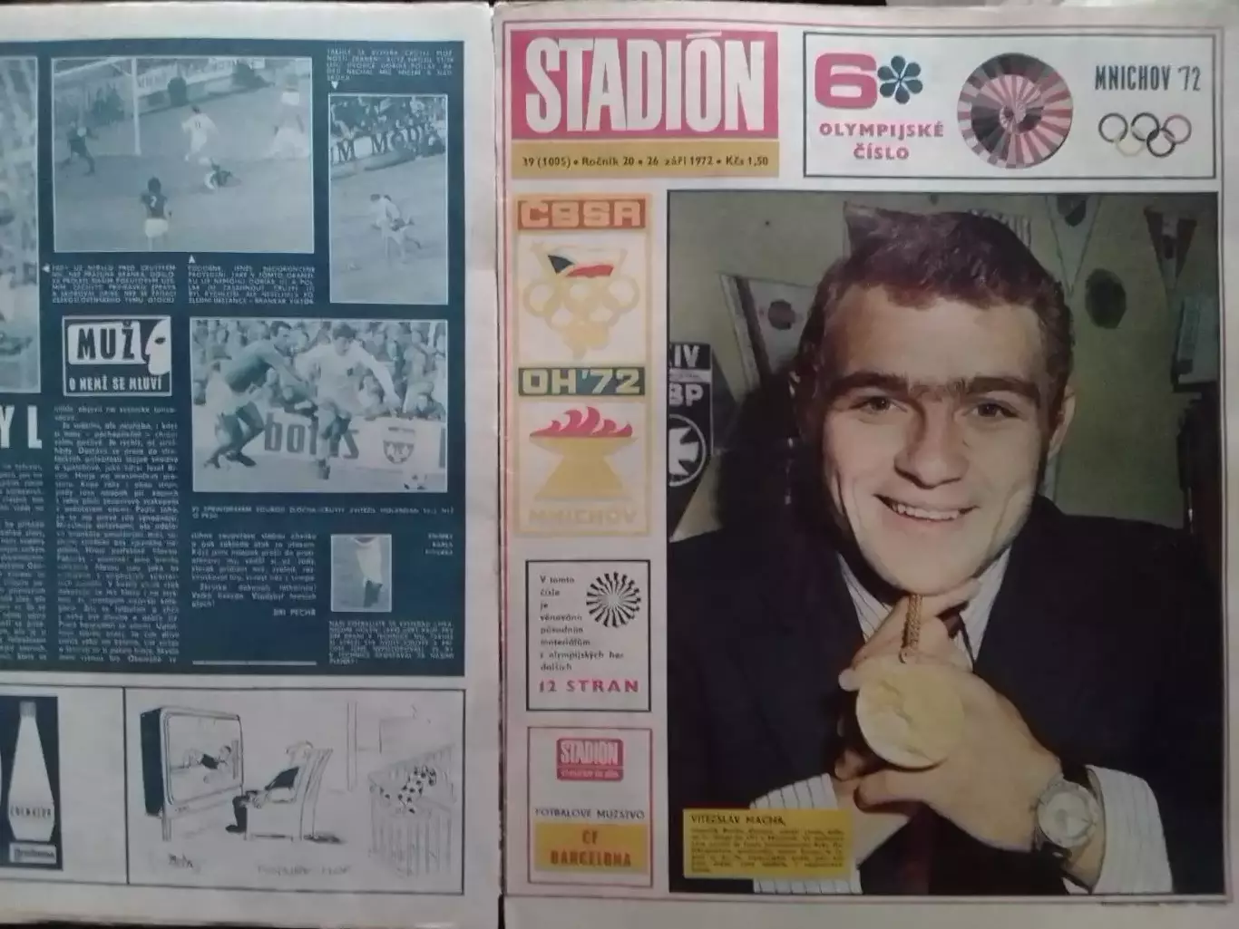 Stadion (Стадион).№ 39 (1005) 1972 (Чех) ОИ. Хоккей- Еспозито,. Оптом cкидки 30%