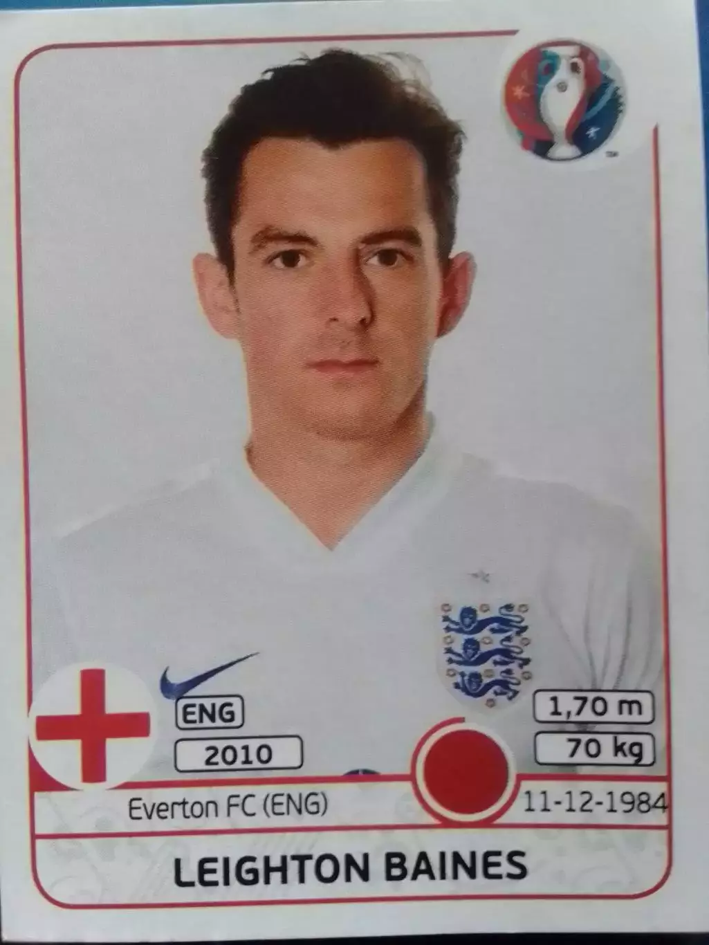 Наклейка Паннини. Leighton BAINES England. Everton. EURO 2016. Оптом скидки 30%!