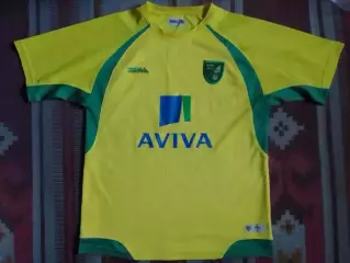 Фирменная футболка NORWICH CITY F.C. НОРВИЧ СИТИ. Домашняя. Оптом скидки до 30%!