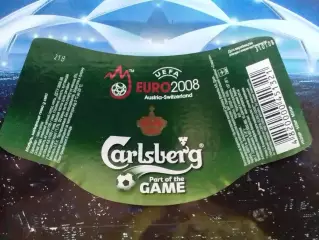 Пивная етикетка CARLSBERG EURO 2008. Оптом скидки до 30%!