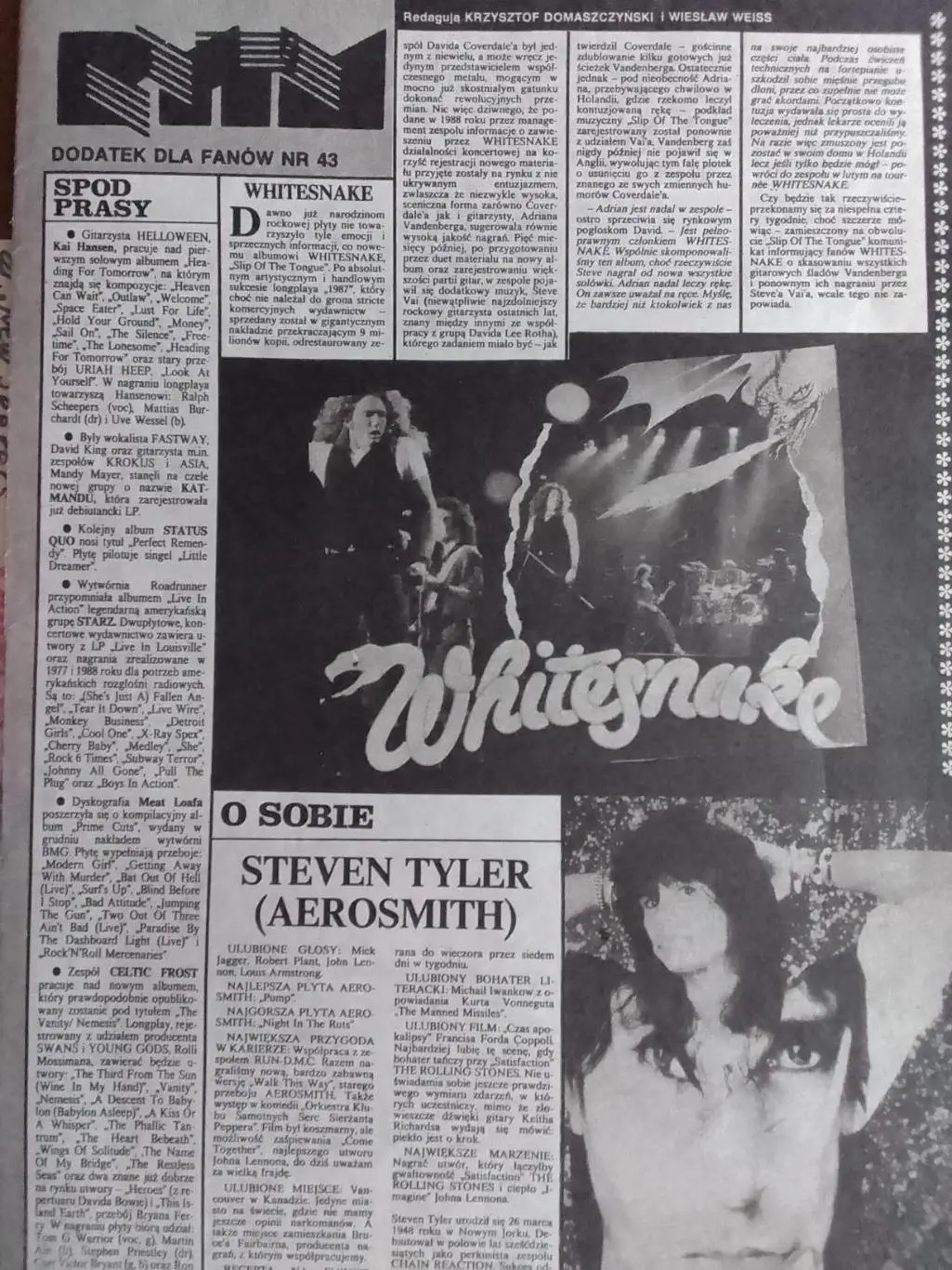 Девид Ковердейл (Whitesnake) из польск. журнала Разем 33х47см. Оптом скидки 33%! 2