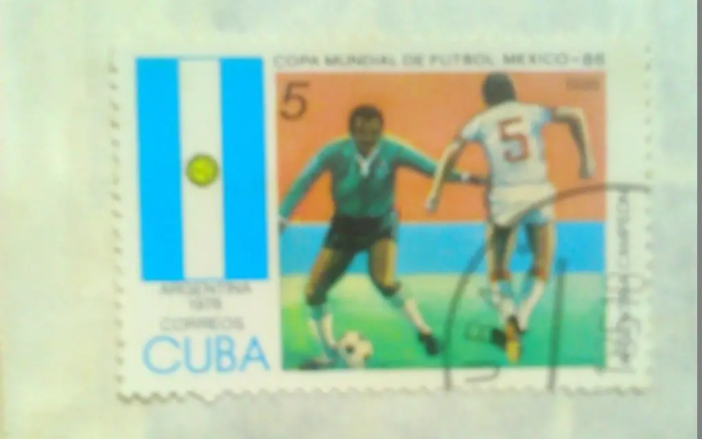 Куба.1985.№2919.5(с) Футбольный чемпионат мира в Мексике 1986.(гашеная)