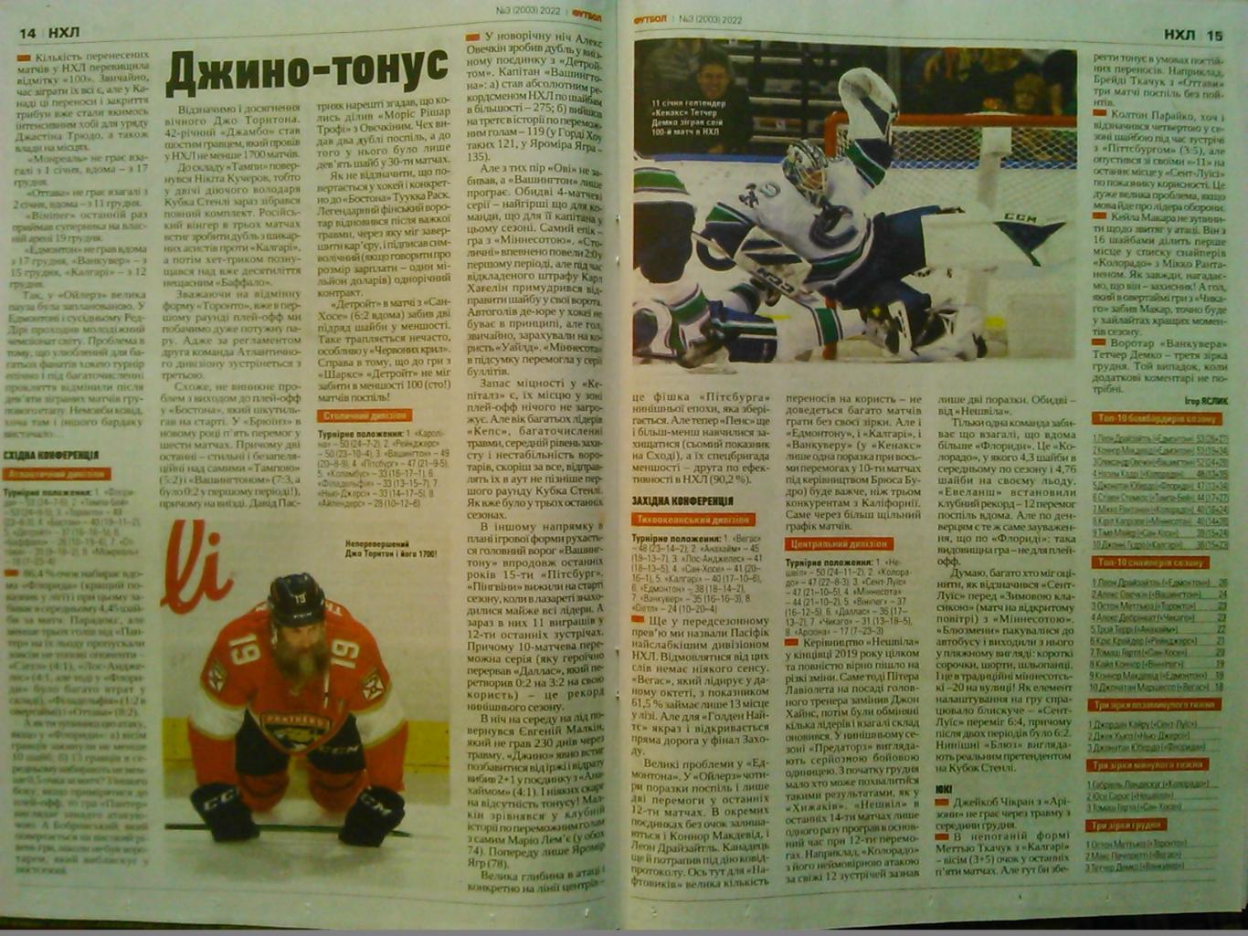 ФУТБОЛ №3 (2003).(UA).-янв 2022.Постер-БАРСЕЛОНА. НХЛ 1