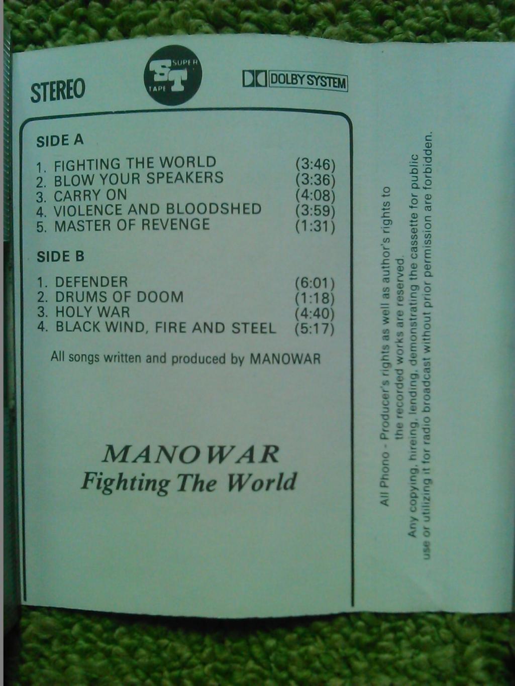 NANOWAR-Fighting the World. вставка в аудиокассету. Оптом скидки до 50%! 1