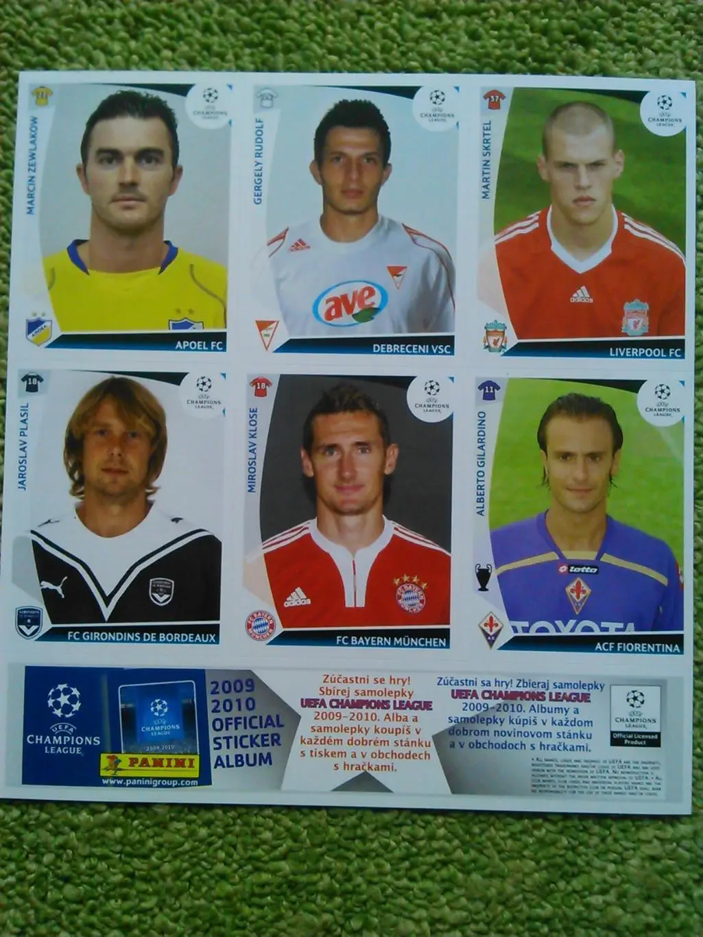 6 стикеров серии Лига ЧЕМПИОНОВ 2009-2010...Клозе.. Оптом скидки до 49%!