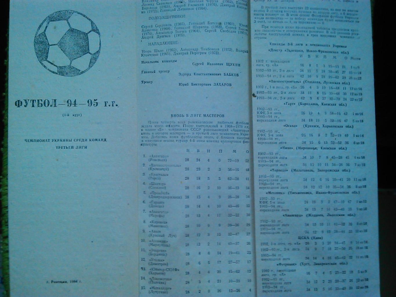 ФУТБОЛ 1996. 2-круг. Ровеньки. Оптом скидки до 45%! 1