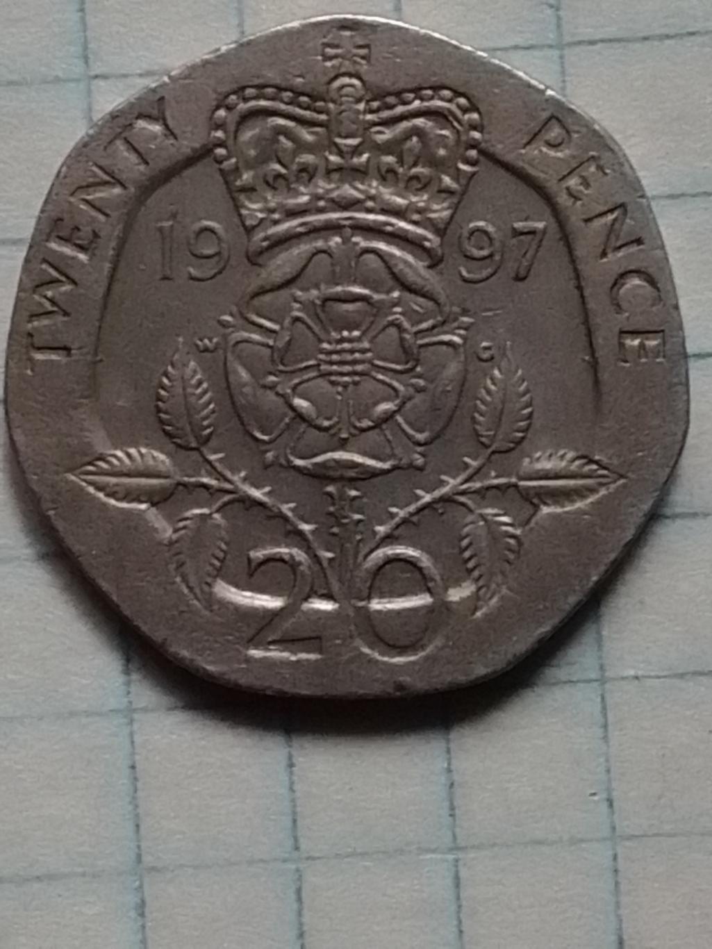 20 pence 20 пенсов Великобритании 1997. КМ#939. Оптом скидки до 41%!