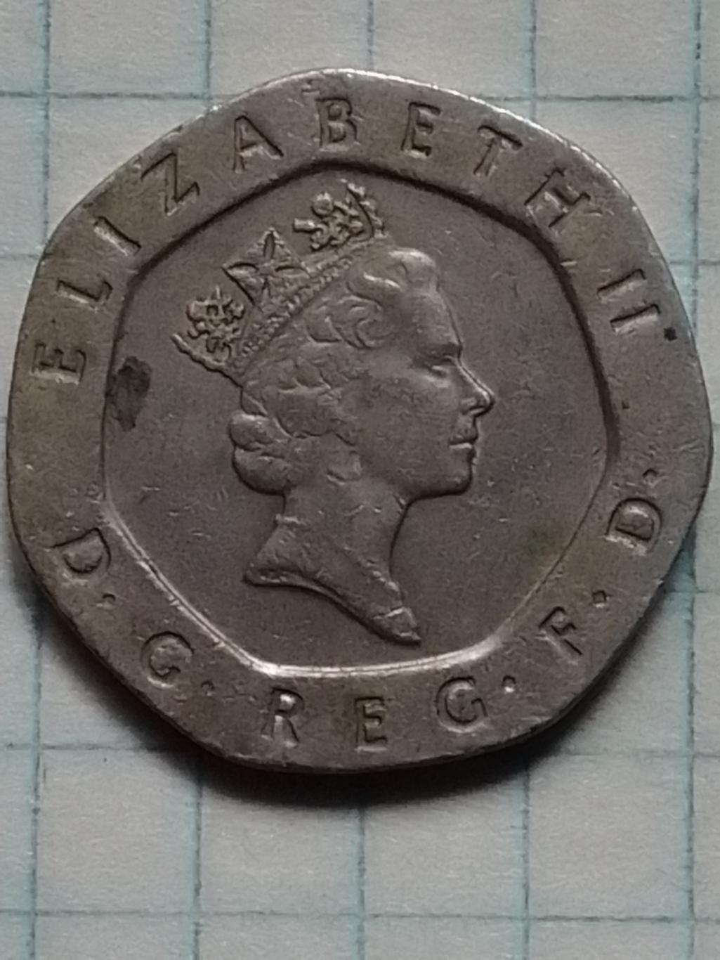 20 pence 20 пенсов Великобритании 1997. КМ#939. Оптом скидки до 41%! 1