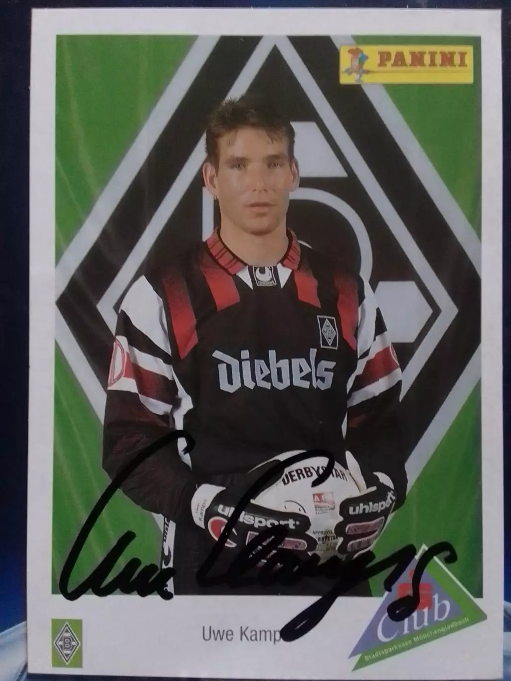 Наклейка PANINI с оригин. автографом Uve KAMP. Боруссия Менхен. Оптом скидки 30%