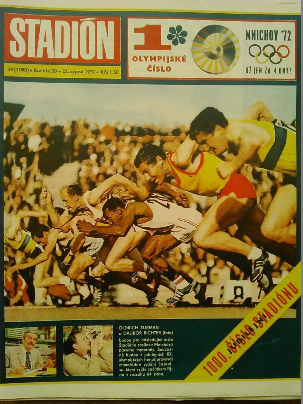 Stadion (Стадион).№ 34 (1000) 1972 (Чех.) ОИ в МЮНХИНЕ. Оптом cкидки до 35%!