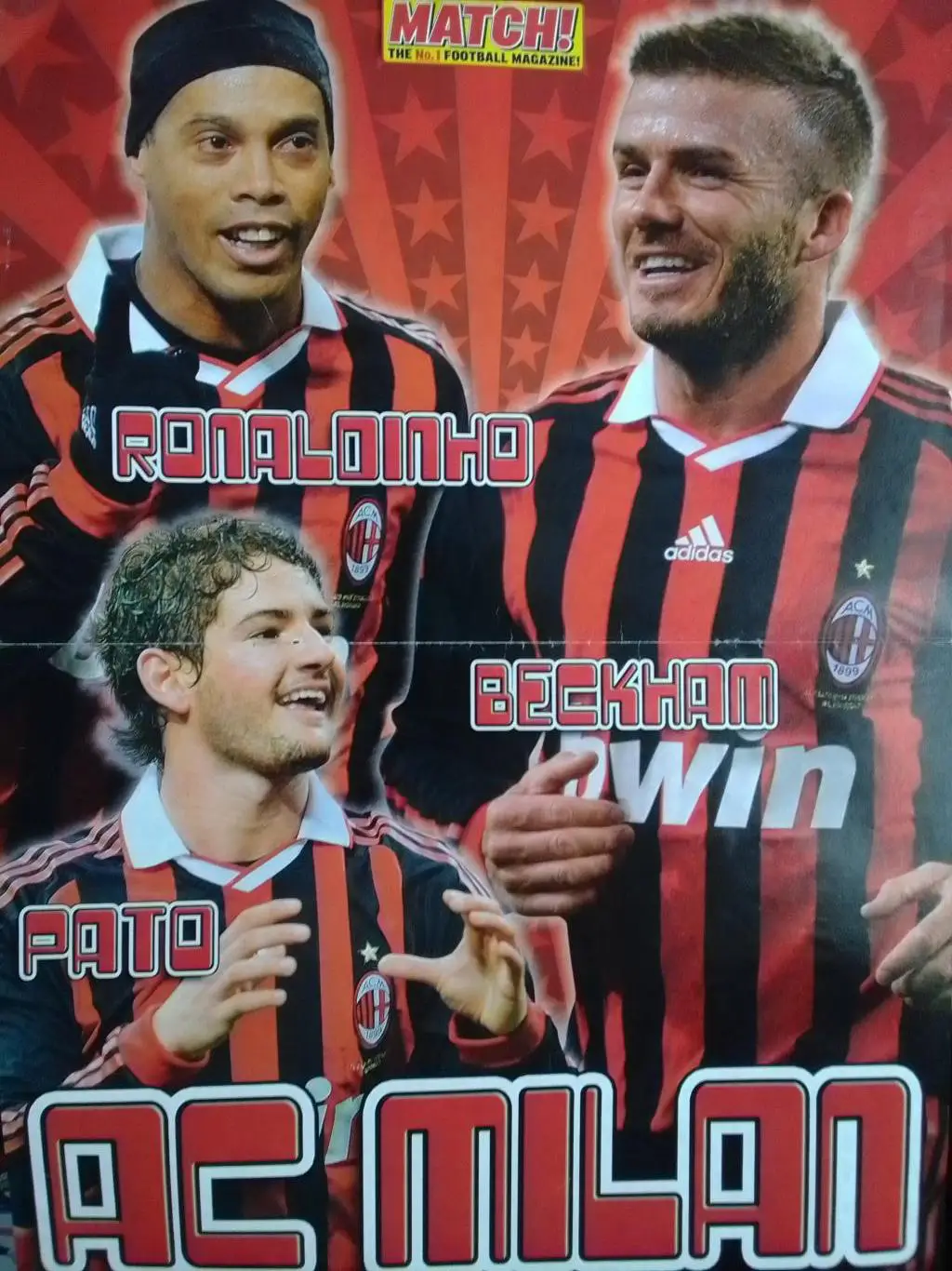 AC MILAN. МИЛАН - РОНАЛЬДИНЬО, БЕКХЕМ, ПАТО. (29 х 42 см.) Оптом скидки 30%!